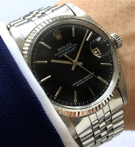 rolex datejust gold black dial|rolex datejust black dial vintage.